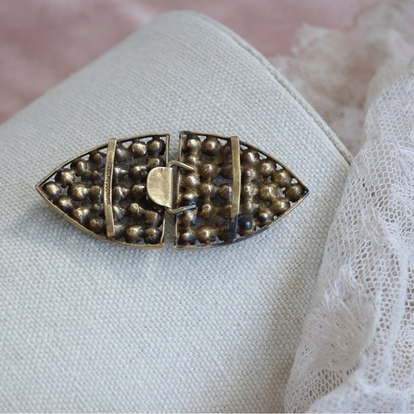 1920-30’s Antique Czech Glass Brass Buckle - Picture 3 of 7